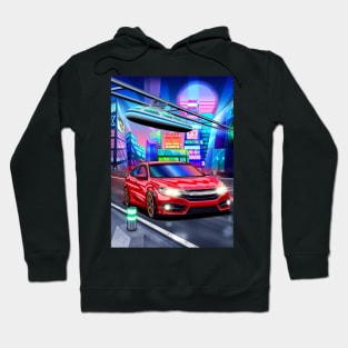 Honda Civic (2006) in Cyberpunk city Hoodie